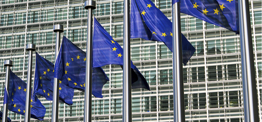 European flags in Brussels