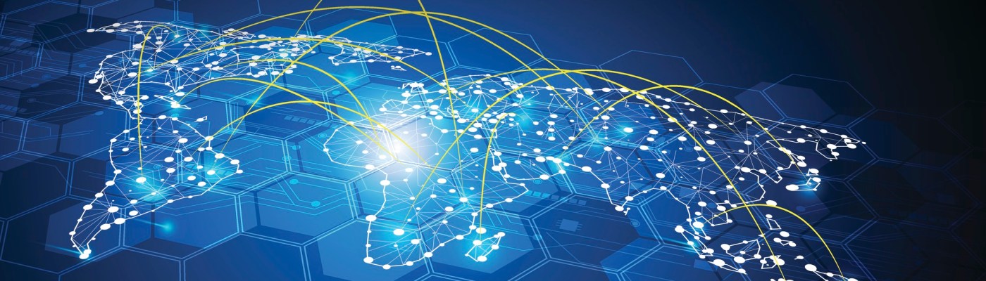 map of the wold with a blue background
